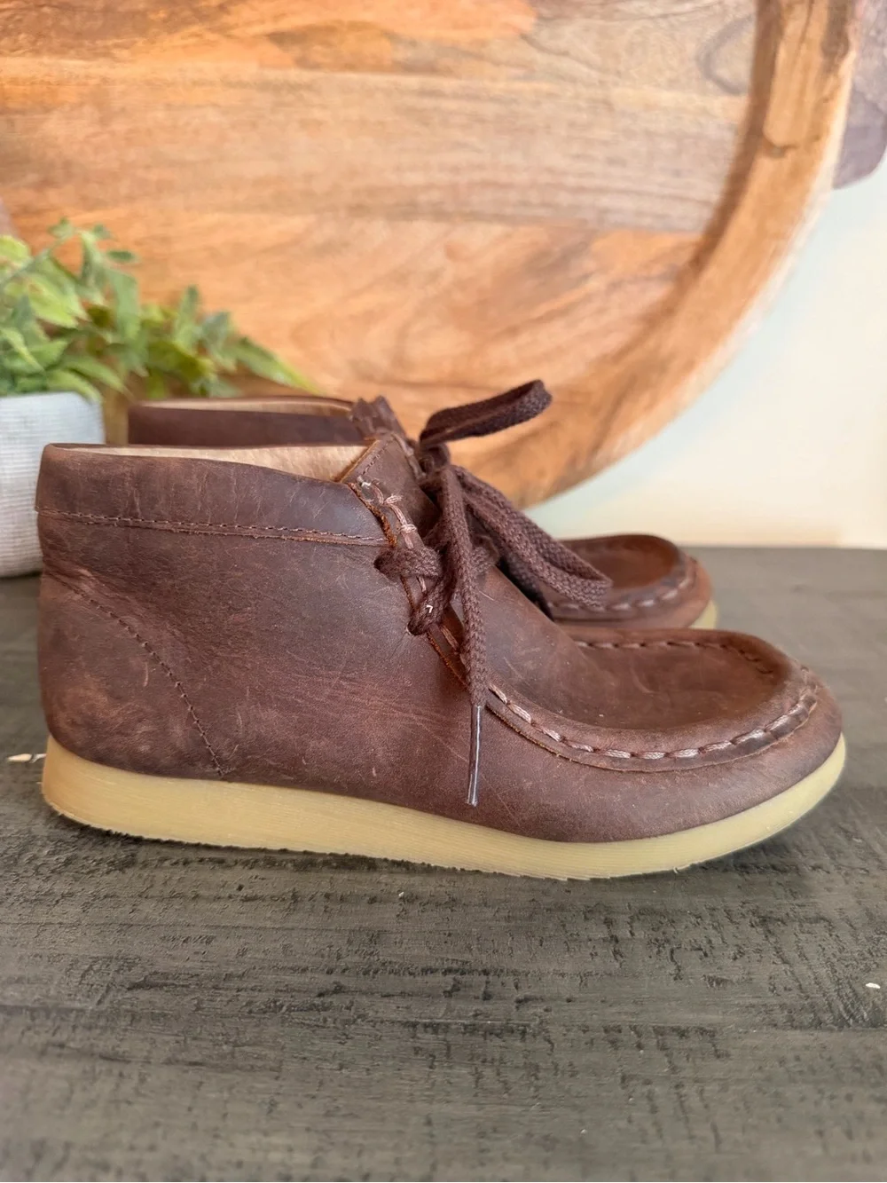 FootMates Brown Leather Moccasin-Style Kids Shoes